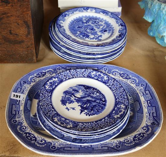 Collection of blue and white pottery